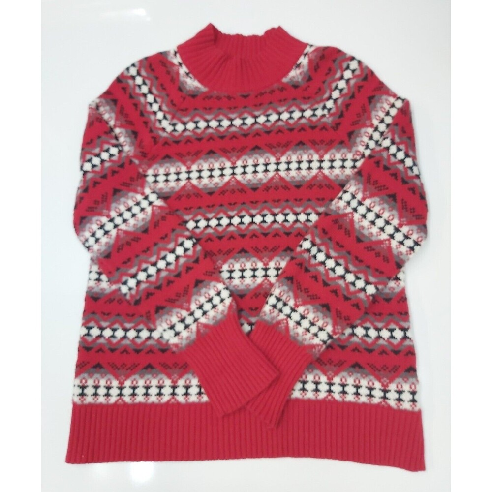 Chaps Womens Red White and Black Turtle Neck Sweater size Medium